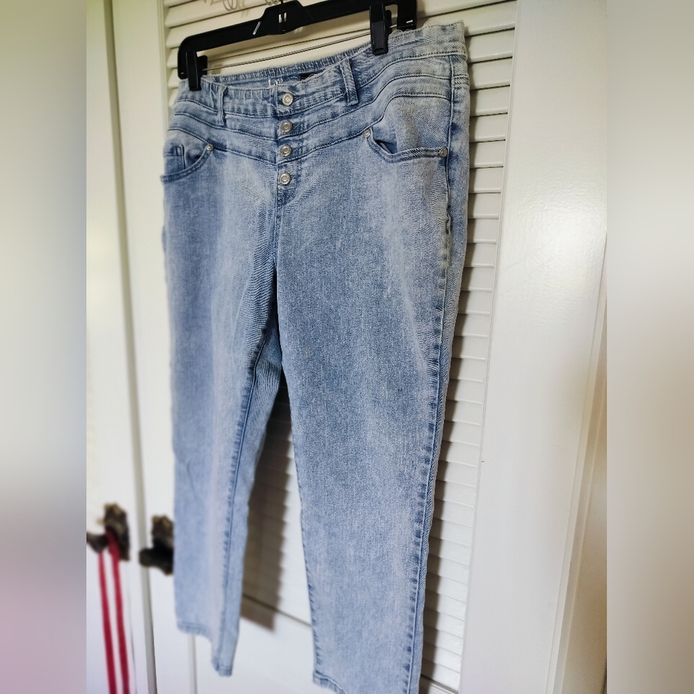 Diane Gilman DG2 Women's Jeans Pull On Faux Button Fly Stretch 19% Spandex